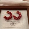 Hand-Woven Twist Red Crystal Earrings, High-End Exquisite, Light Luxury, Elegant Earrings, Festive Fashion And High-End