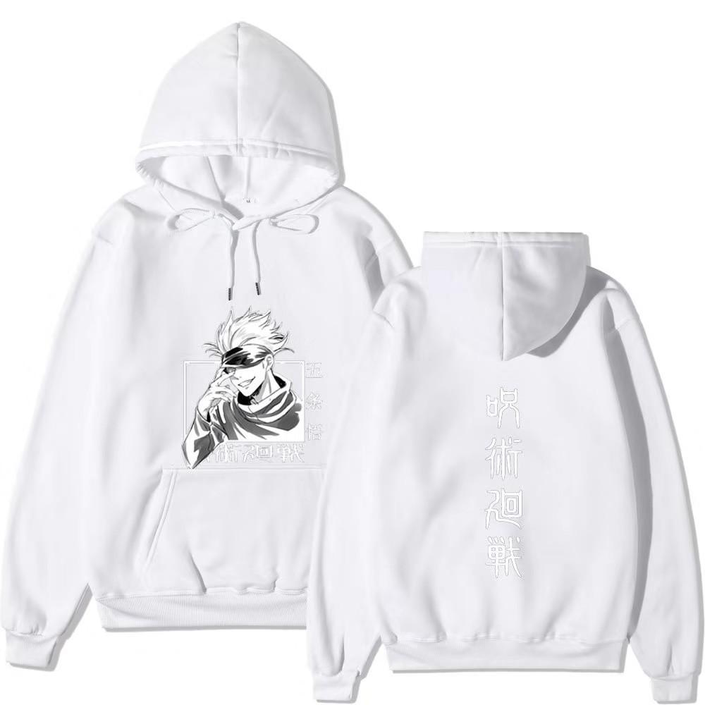 Jujutsu Kaisen Gojo Satoru Hoodie Double Sided Fleece Sweatshirt Front Back Japanese Kanji Manga Anime Pullover