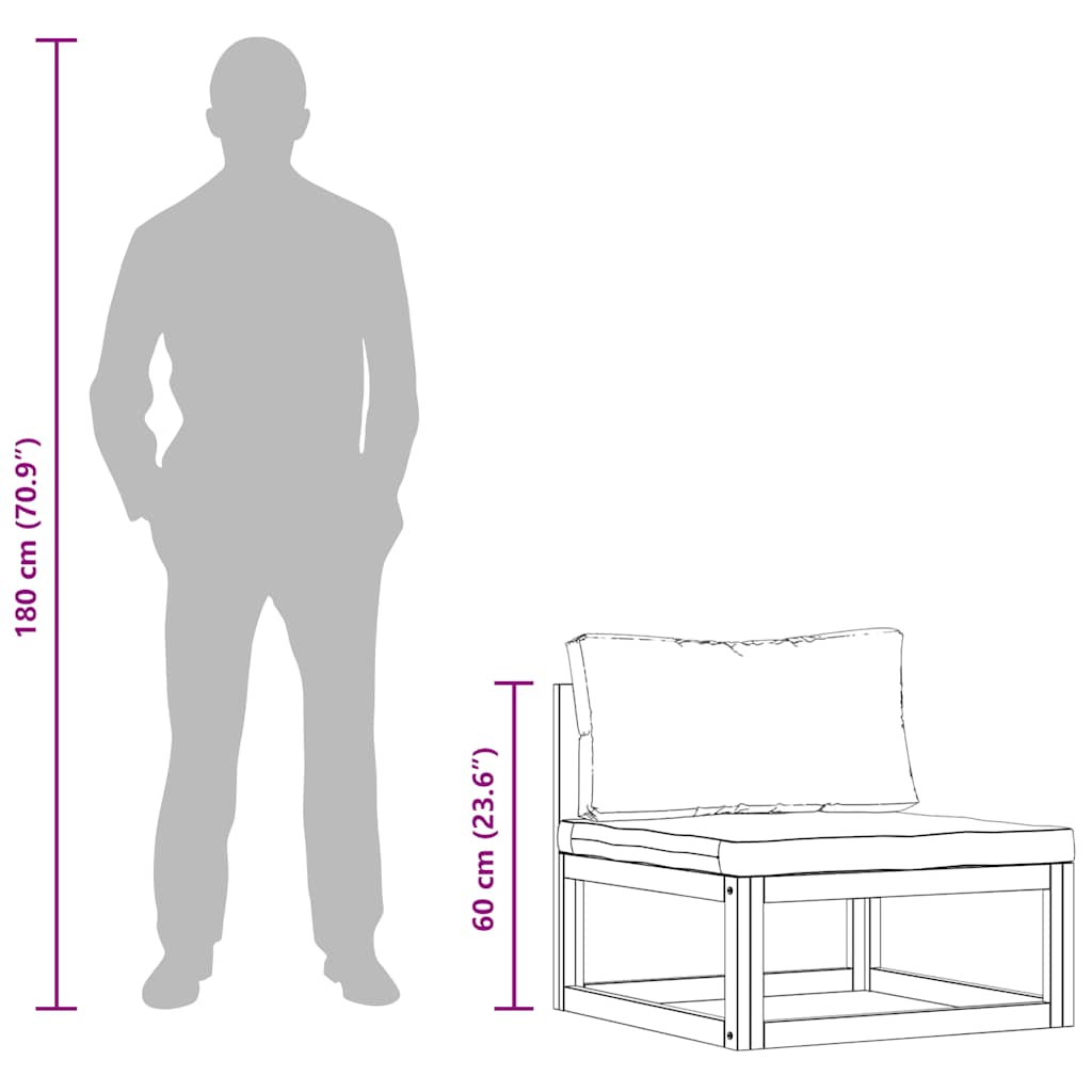 {{Kombinationsset}}: 2-teiliges Gartensofa-Set mit Kissen Massives Akazienholz