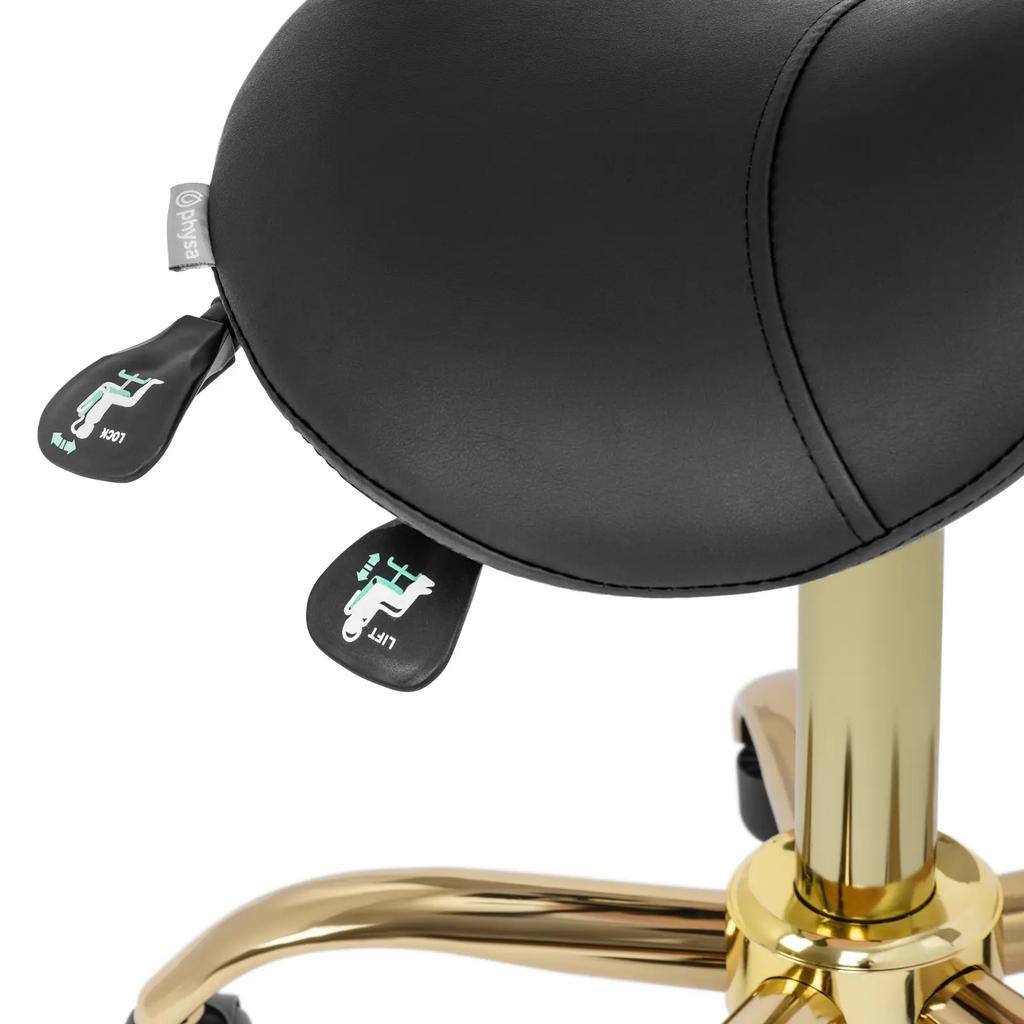 Mannheim Black And Gold Saddle Cosmetic Chair With Adjustable Backrest