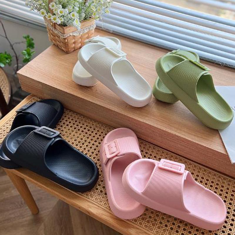 Fashion Kidmi Women's Summer Home Slippers New Thick-soled Single-Buckle Slippers Comfortable Bathroom Sole Couple Slippers EVA Slippers