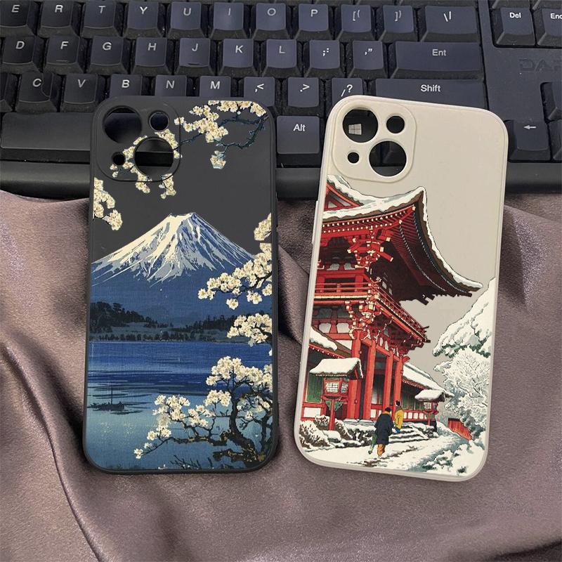 Japanese Mount Fuji Landscape Phone Case for IPhone 16 14 13 12 11 15 Pro Max Mini XR XS X 15 14 7 8 Plus SE2 Silcone Back Cover