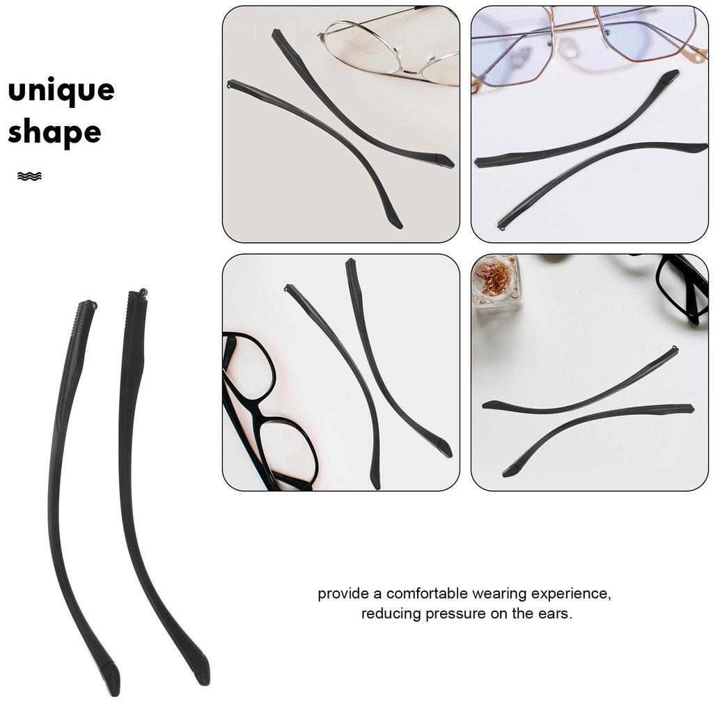 1Pair Tr90 Temple Legs for Eyeglasses Universal Replacement Comfortable Ear Fit Flexible Resilient Lightweight Sunglass Frame