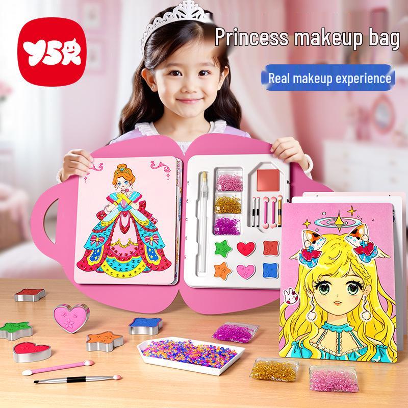 Princess Makeup Bag & Sticker Set - Cute DIY Dress-up Toy for Kids