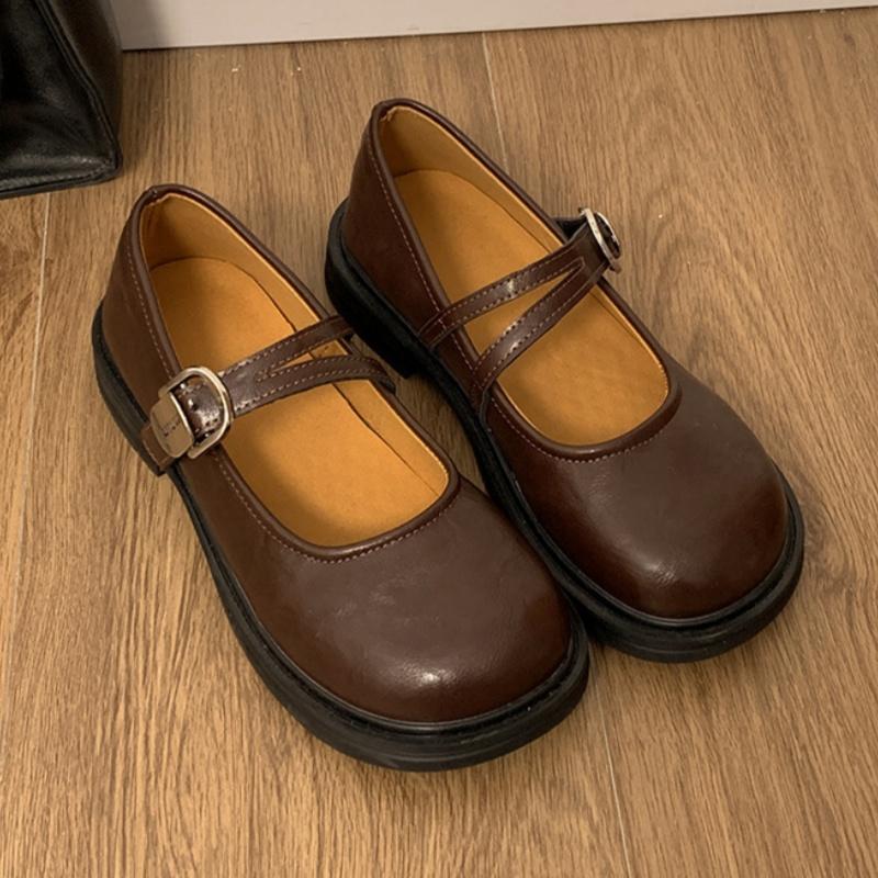 Fashion Janpanese Thick Soled Leather Women Shoes 2025 Spring Autumn New Fashion Elegant Comfortable Soft Women's Single Shoes