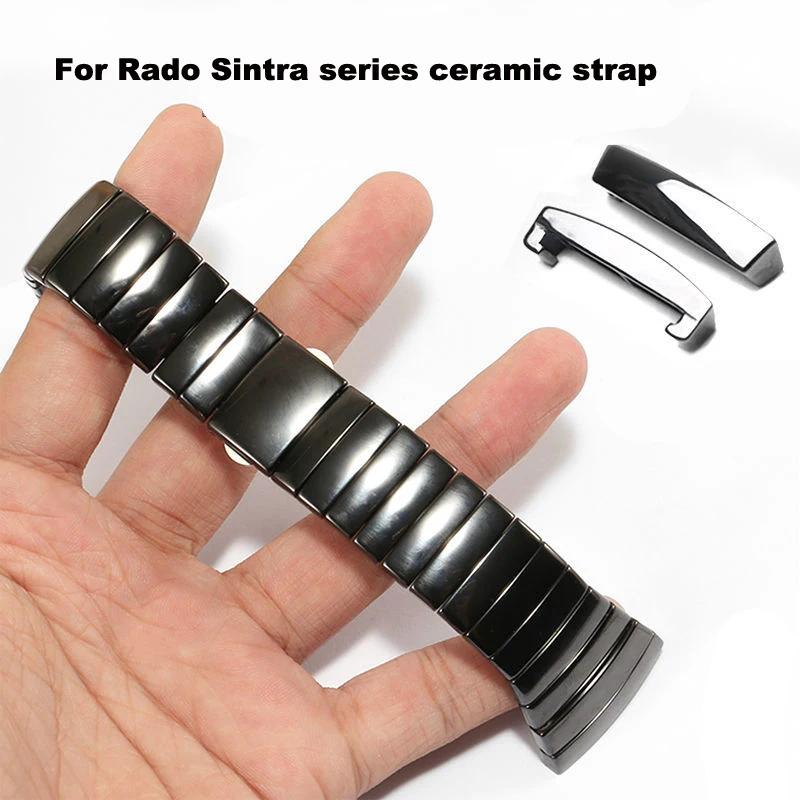Akcesoria do zegarków Ceramiczny pasek do serii Rado Sintra czarna ceramiczna bransoleta dla kobiet mężczyzn 17 mm 26 mm 29 mm