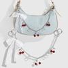 1PC Cherry Pendant DIY Bag Pendant Elegant Bag Decorative Chain Bag Accessory Lace Bow Sweet Cool Alloy Chain