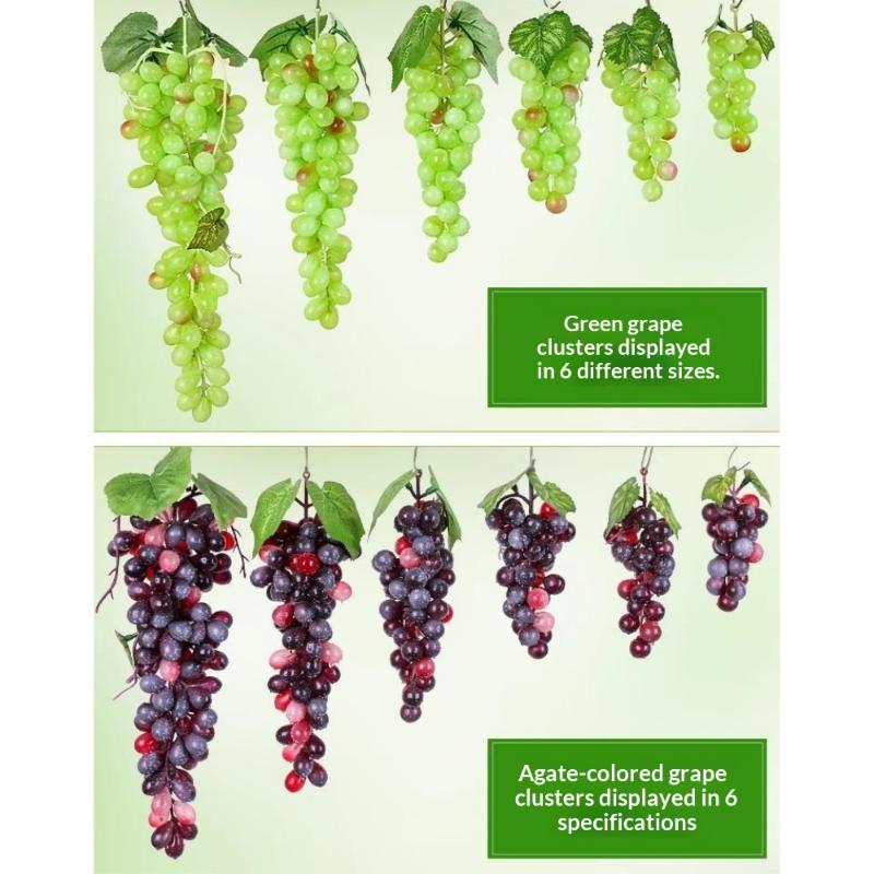 1Pcs Realistic Plastic Artificial Grapes Bunches Simulation Fake Fruit with Leaves for Vintage Home Decor Party Table Display
