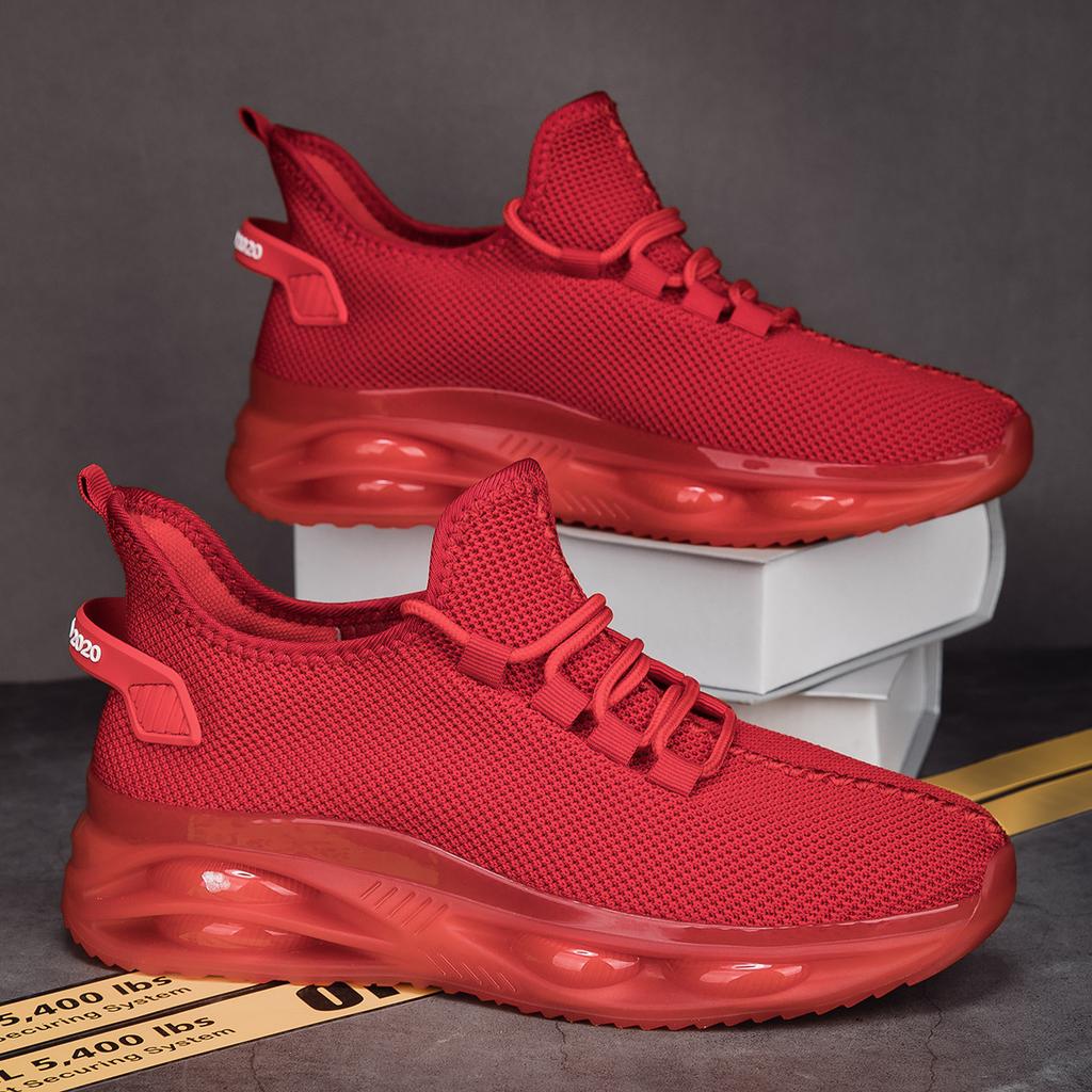New Spring and Autumn Large Size Men's Flying Weaving Lightweight Versatile Running Shoes Breathable Outdoor Leisure Sports