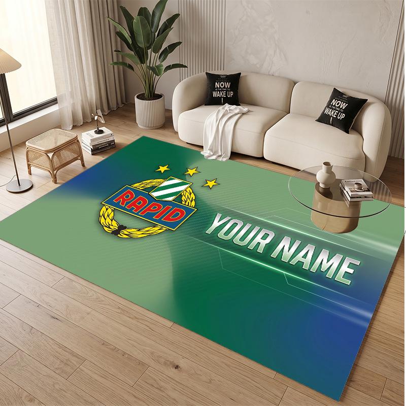 Personalized Crystal Velvet Carpet Rapid Wien FC Pattern Non Slip Floor Rug