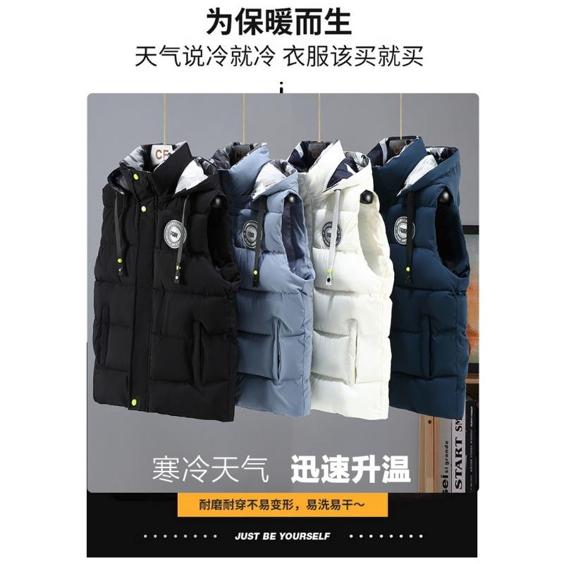Mens Thickened Warm Casual Sleeveless Cotton Padded Vest Winter Autumn Fashion Outerwear