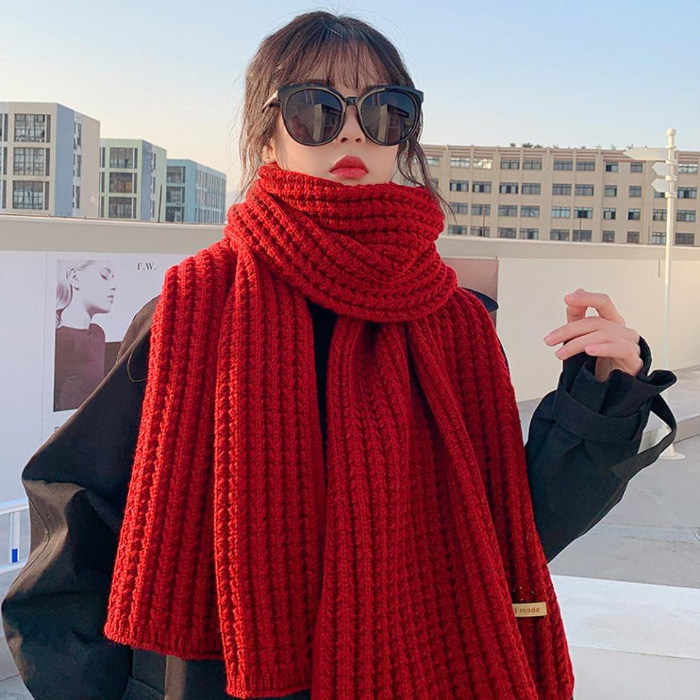 Windproof Knitting Scarf Thickening Warm Tube Couple Warm Neck Cover Thermal Neck Warmer  Men Women