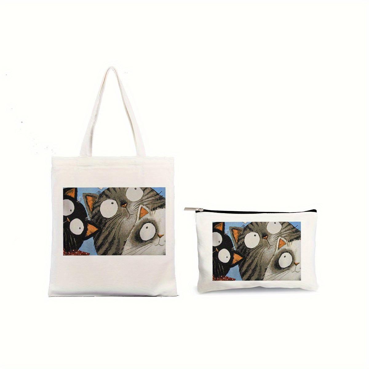 

Набор макияжа и холщовой сумки с принтом букв, двухкомпонентная легкая наплечная сумка и сумочка, дорожная сумка для хранения — идеальный подарок для женщин и девушек