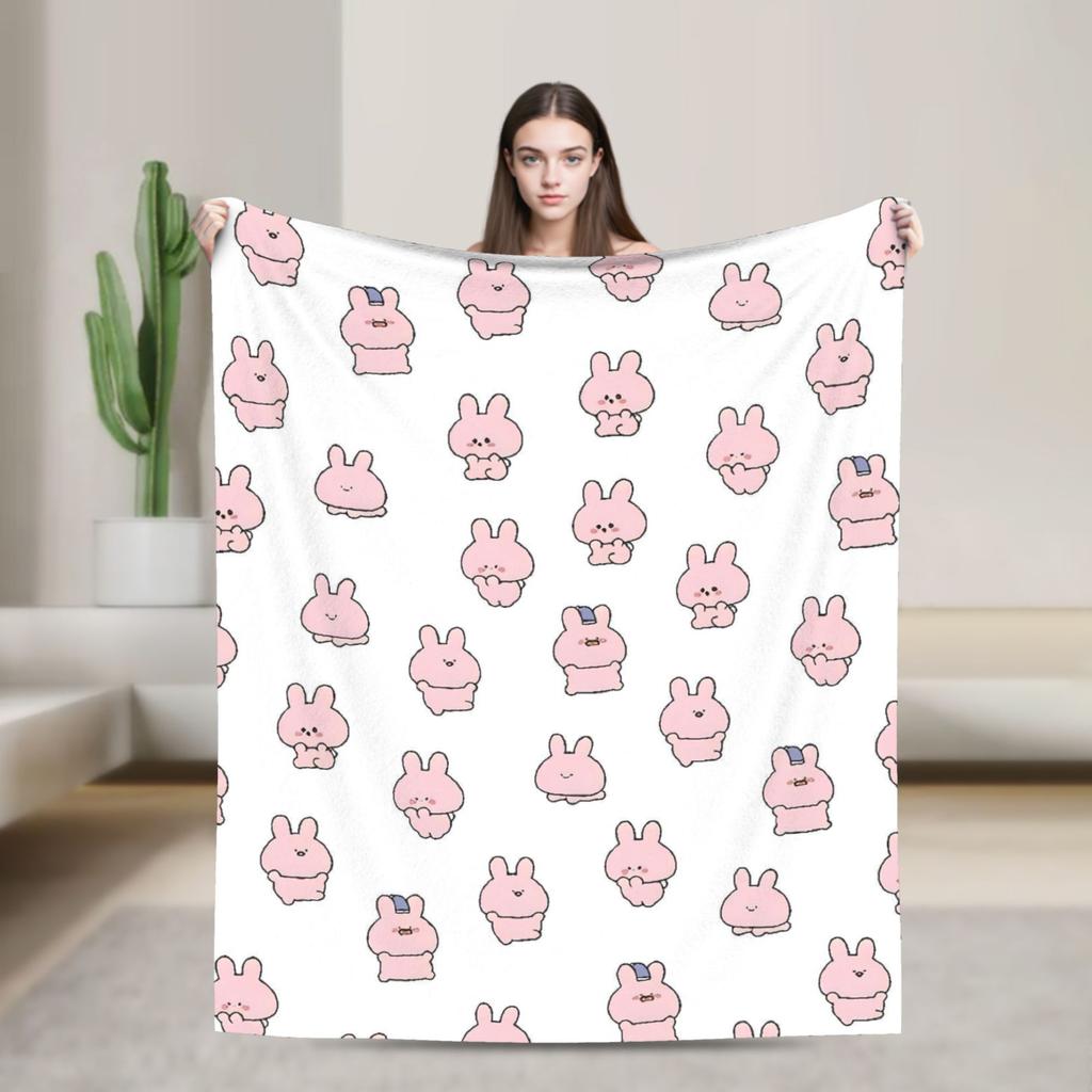 Asamimichaan Cute Asamimi Blanket Soft Warm Street Trend Plush Throw Blanket For Couch Bed Picnic Flannel Bedspread Bed Cover