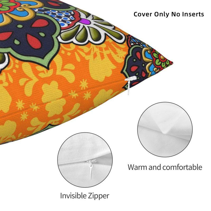 Fashion Mexican Talavera Flower Ceramic Tile Cushion Covers 40x40cm Soft Pillow Case for Car Square Pillowcase Home Decor