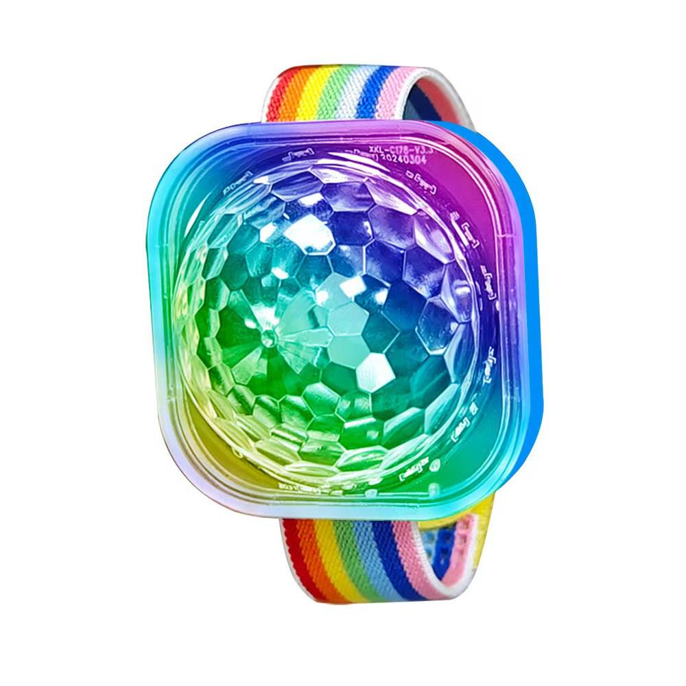 Smurfs USB Colorful LED Wrist Projector Lamp with 5V Charging and Car Suction Cup - Seven-Color Atmosphere Watch Light