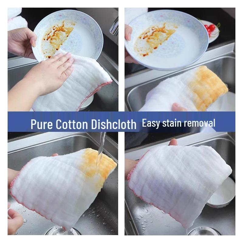 Pure Cotton Non-Stick Oil Absorbent Kitchen Gauze Dishcloth