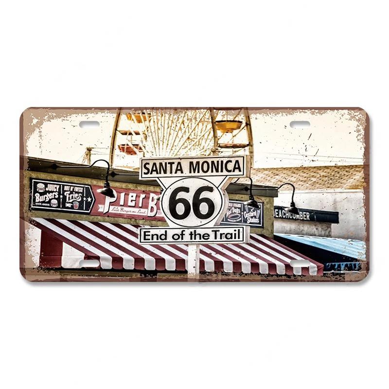 Vintage Metal Tin Signs Decor Route 66 License Plate Motorcycle Car Metal Posters Wall Decor for Garage Bar Pub Moto Club