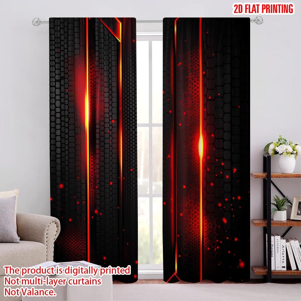 

2D flat printing 2pcs Scene Curtain Artwork Red Black Blackout Polyester Festive Backdrops Suitable for Party Decor 52.50 × 116.00 cm 2 pcs
