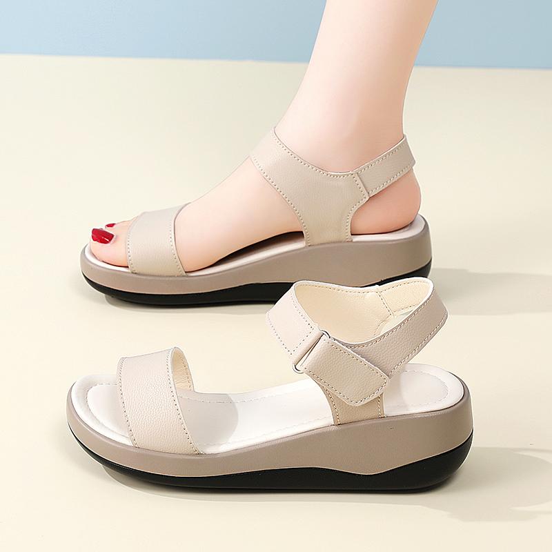 Women Summer Elevator Platform Sandals Outdoor Dressy Open Toe Casual Girls Big Size Thick Sole Black Grey Sandals