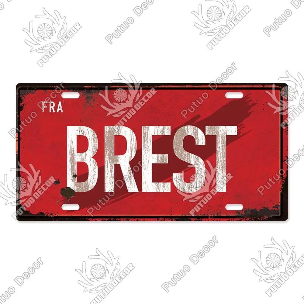 Putuo Decor French City Metal Sign Licenses Plate Plaque Metal Vintage Tin Sign Decor Bar Pub Man Cave Club Decoration