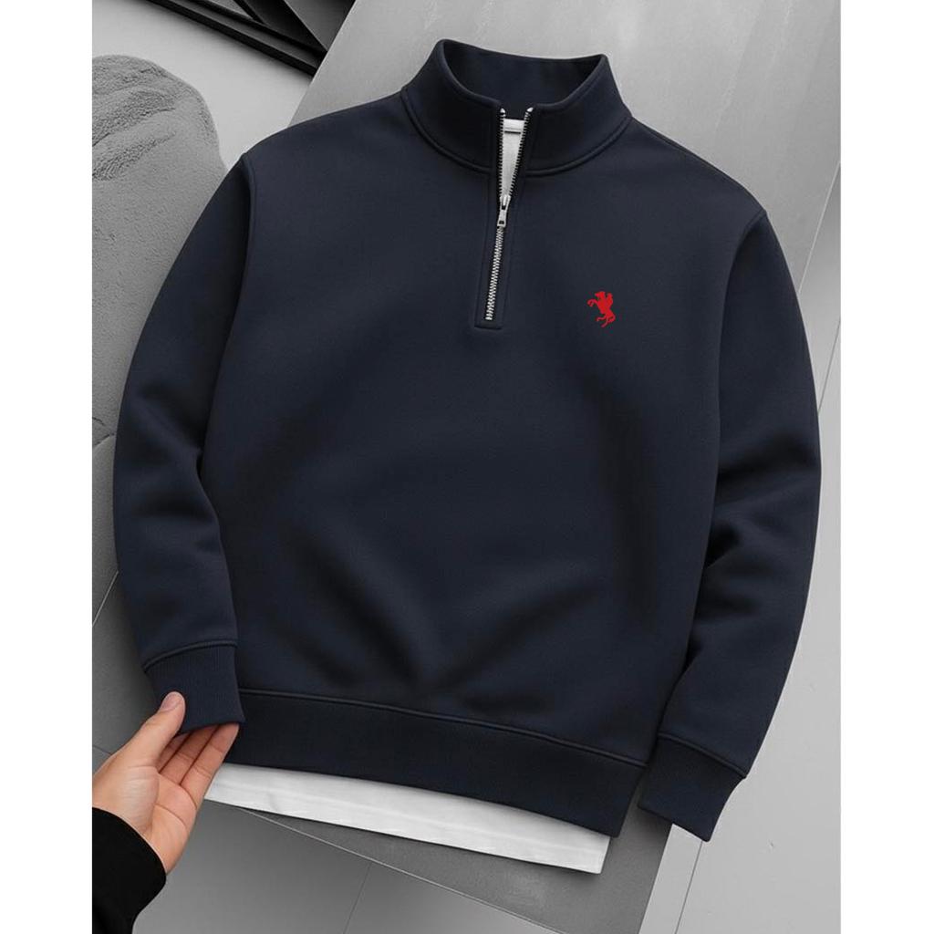 26 Cross-border foreign trade new American US pattern printed fashion sweater loose versatile stand-up collar zipper top