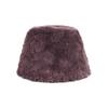 VARZAR Fur Long Label Solid Drop Bucket Hat Burgundy
