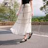 Women's Lace A-Line Mesh Splicing High-Waist Long Skirt