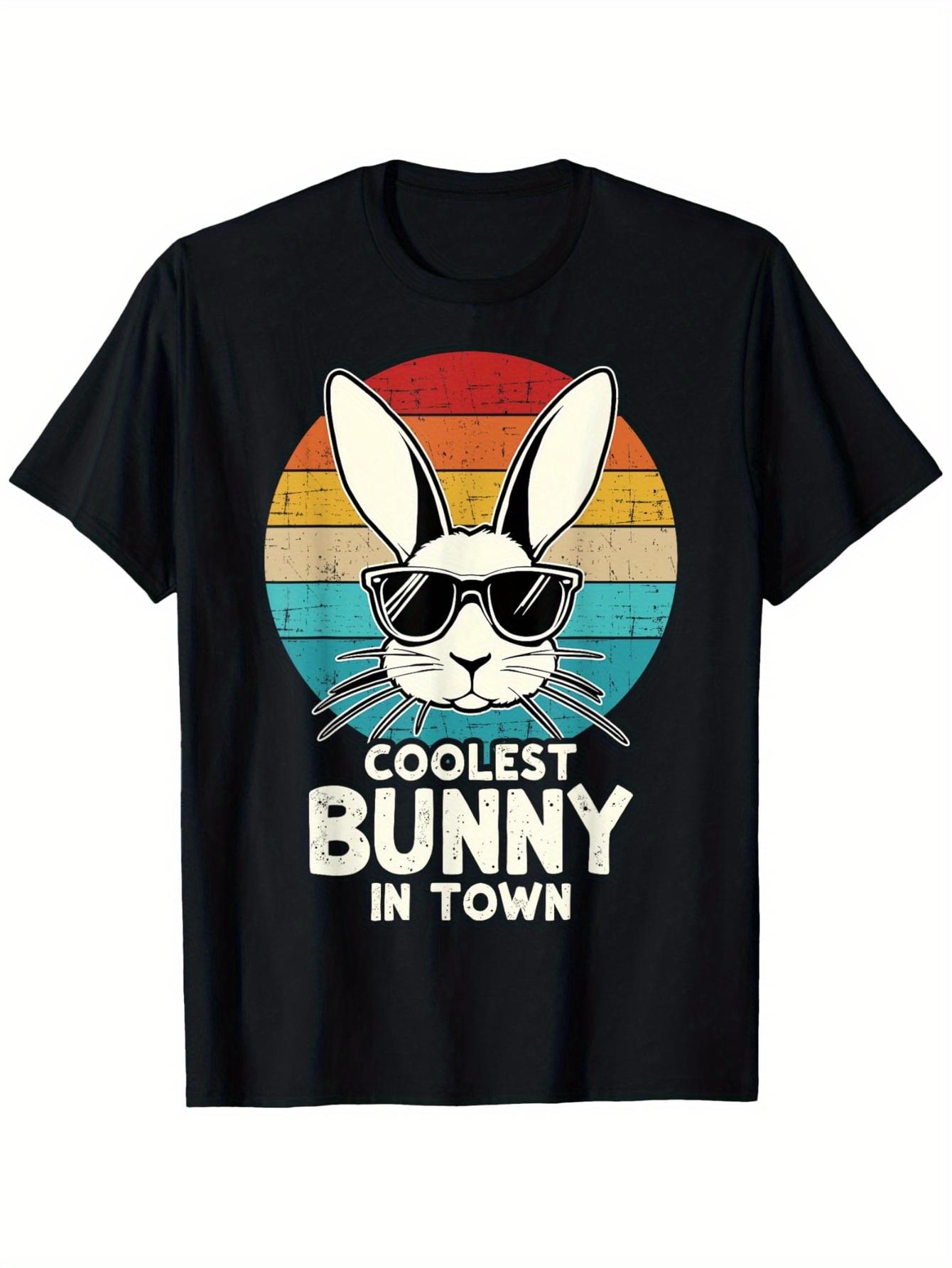 

Coolest Bunny in Town Graphic TShirt 100 Cotton 180gsm Crew Neck Short Sleeve Tee for Men Women 4XL