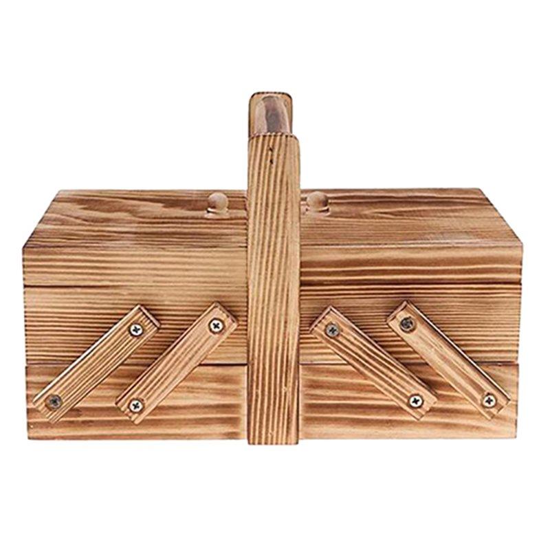 Wooden Foldable Sewing Box Thread Scissors Sew Basket Jewelry Boxes For Storing Sewing Kits Jewelry Storage Box
