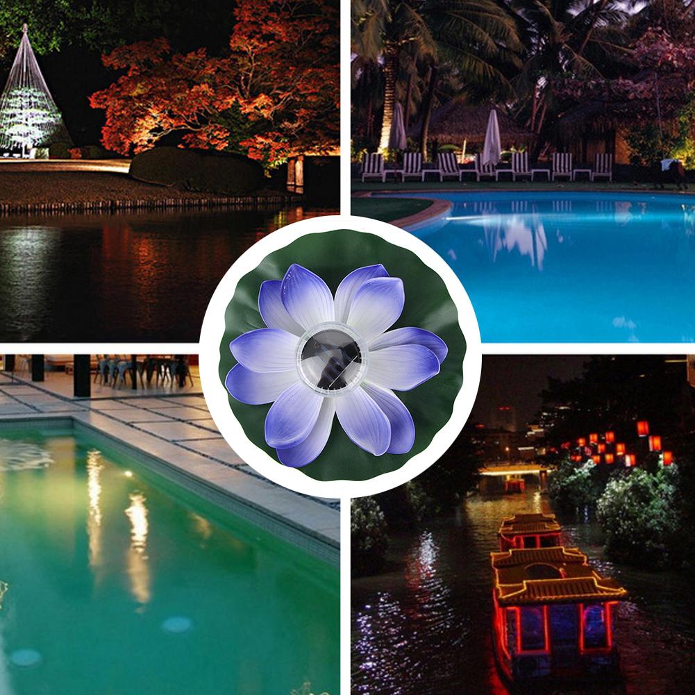 

Solar Pond Pool Lights LED Color Changing Lotus Flower Waterproof Floating LampPurple фиолетовый