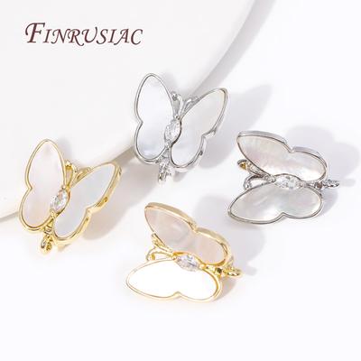 18K Gold Plated Inlay Zircon Shell Butterfly Ear Wire Earring Clasps Hooks,DIY Handmade Pearl Drop Earrings Making