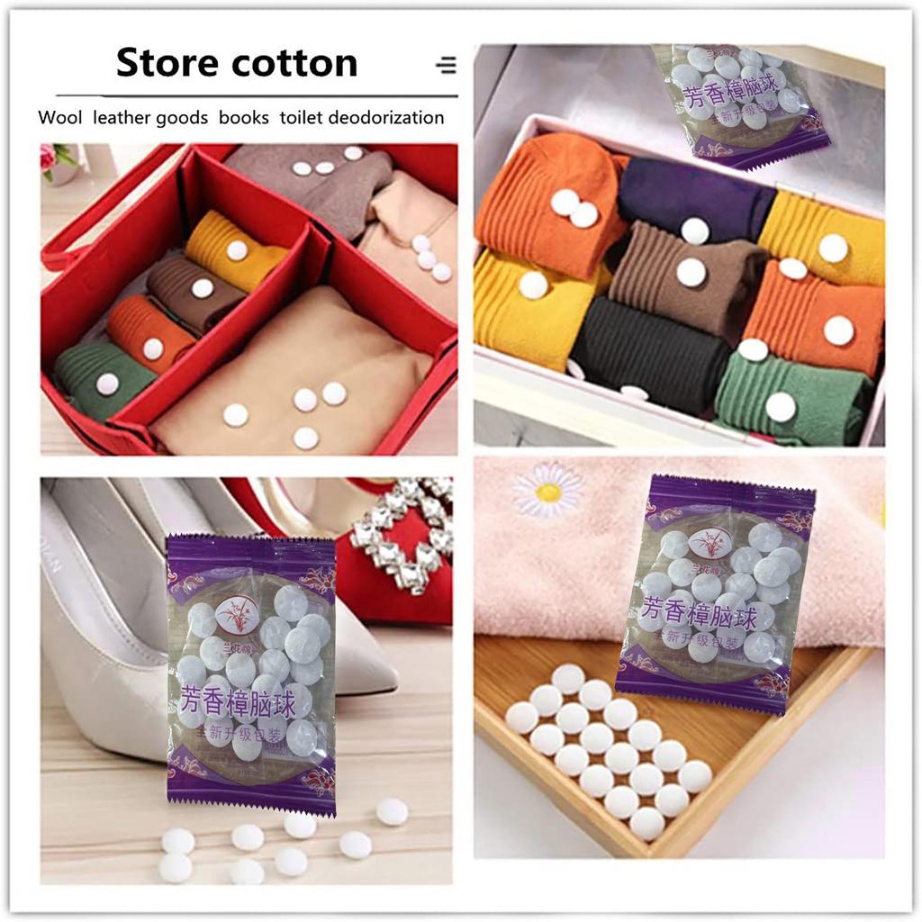 Camphor Balls for Home Use Moth Repellent and Mildew Prevention Scented Tablets for Storage Drawers Closets Cabinets 6 Packs Multipurpose Protection