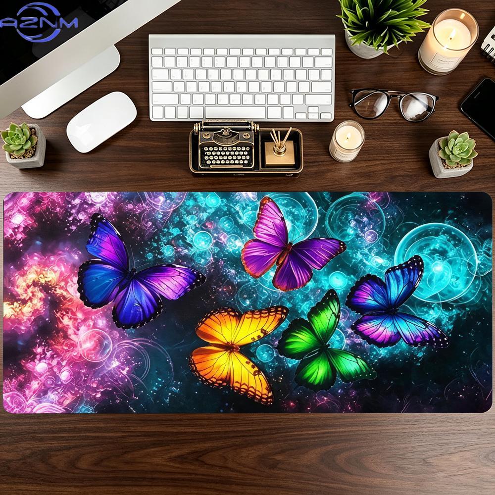 Magical Butterfly Forest Mouse Pad Large Computer Office Game Table Mat Rubber Antislip Stitched Keyboard Mat Desk Pads
