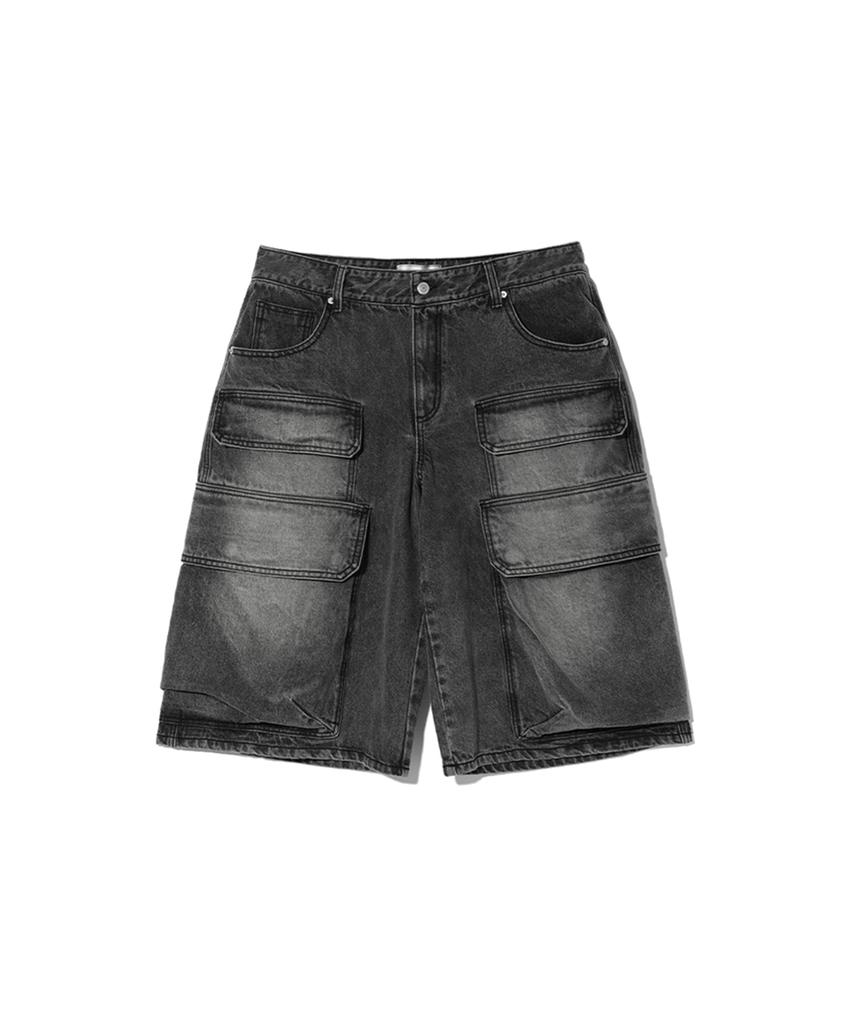 CRITIC Big Cargo Denim Bermuda Pants Dark Indigo