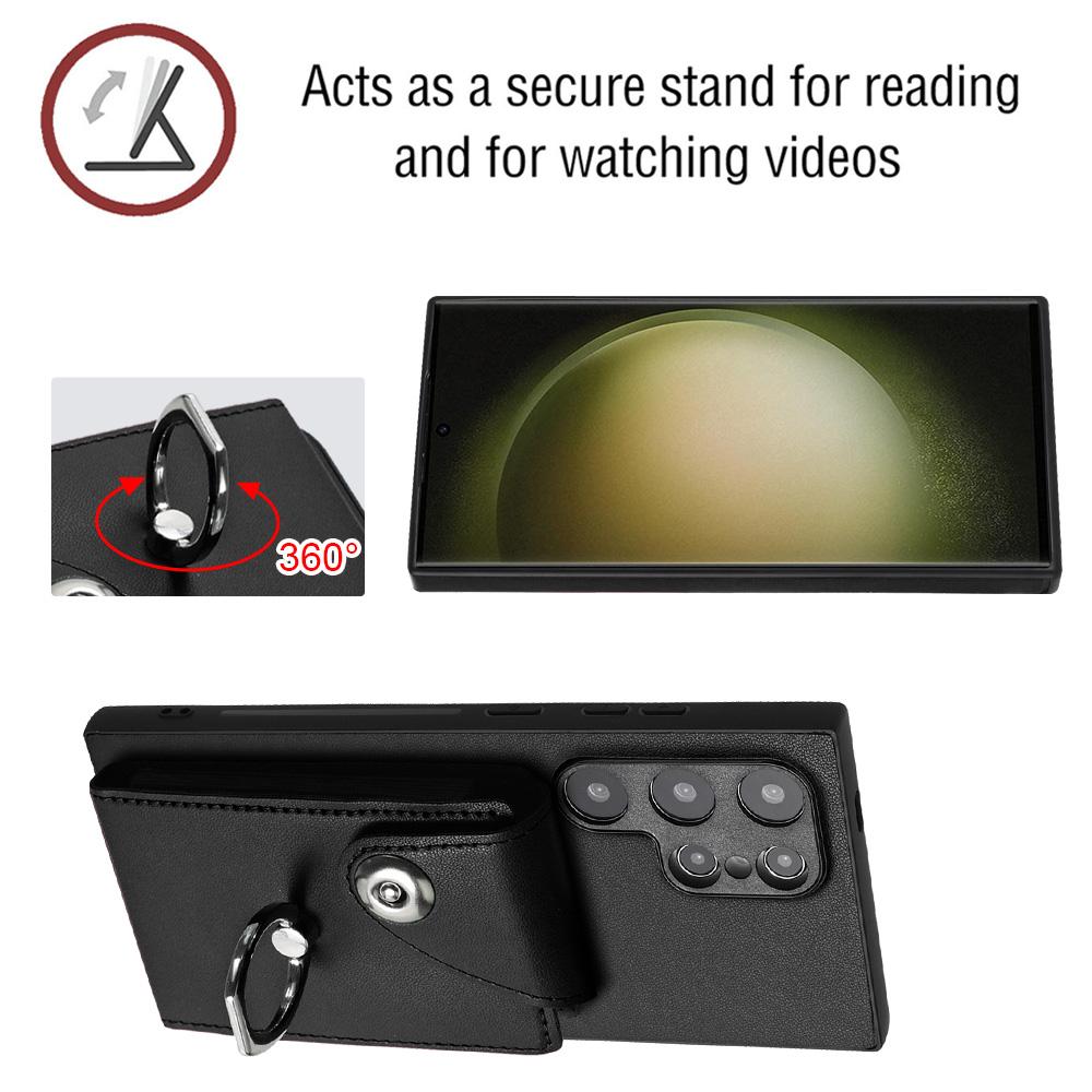 YB Leather Coating Series-7 for Samsung Galaxy S24 Ultra Magnetic Phone Case Card Holder Cover