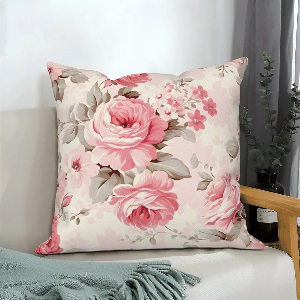 Pink Floral Home Decor Spring Flower Pillowcase Living Room Wedding Pillowcase Sofa Square Cushion Cover