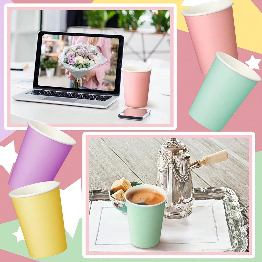 Paper Cup Disposable Paper Cup Design Multi-Color Paper Cup Court Party Supplies Disposable Paper Cup Hot Cold Drink Coffee Festival Celebration