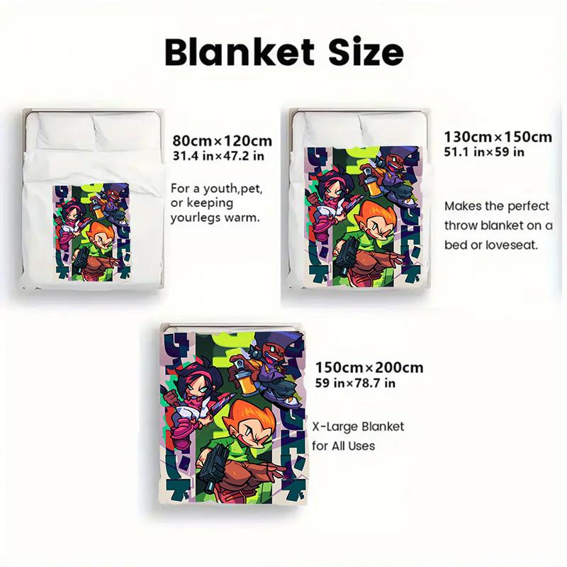 Friday Night Funkin 2D Flat Pattern Flannel Blanket High quality All Seasons Warmth and Comfort Perfect for Christmas Gifts.DMT0925423