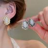Inlaid Rhinestone Oval Earrings European and American Retro Fashion Stud Earring Temperament Luxury Versatile Wedding Zircon