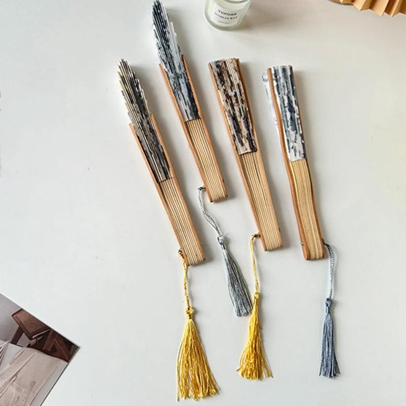 Chinese Style Silk Folding Fan Flower Classical Handheld Fan with Cover Photo Prop Tassel Folding Fan Hanfu Accessories