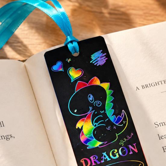 Paper Crafts for Holiday Gifts 12PCS Scratch Art Bookmarks, Thick White Cardboard Creative Rainbow Drawing Paper, DIY Projects Minds Artistic
