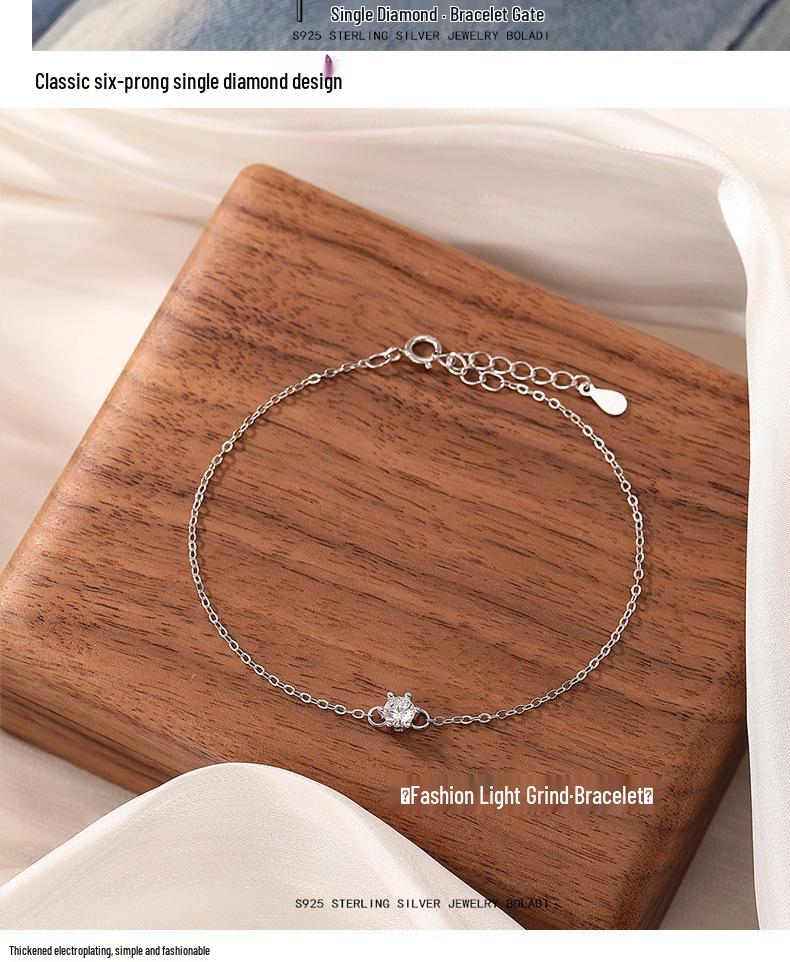 S925 Sterling Silver Four-Leaf Clover Women's Bracelet with Zircon
