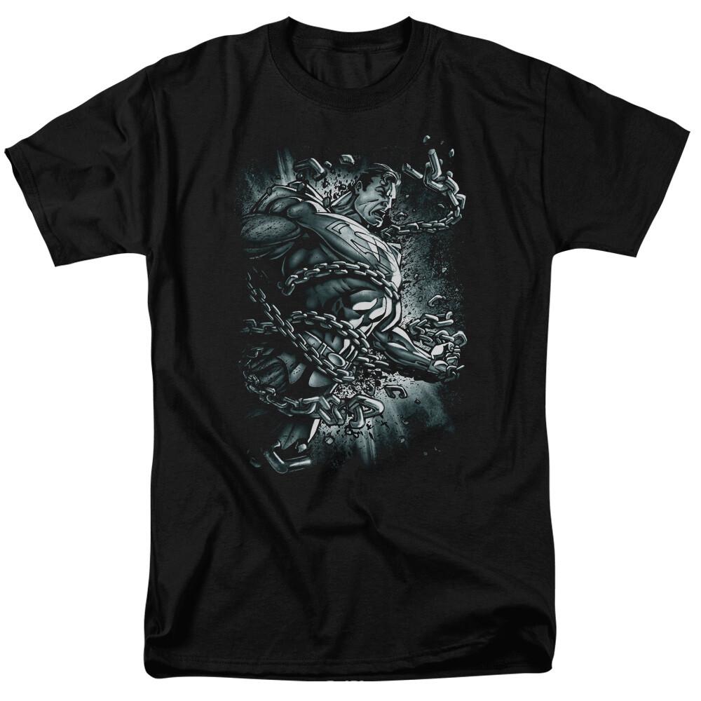 26 Superman Break Free T Shirt Licensed Comic Book Movie Tee Black Unisex T-Shirt XL