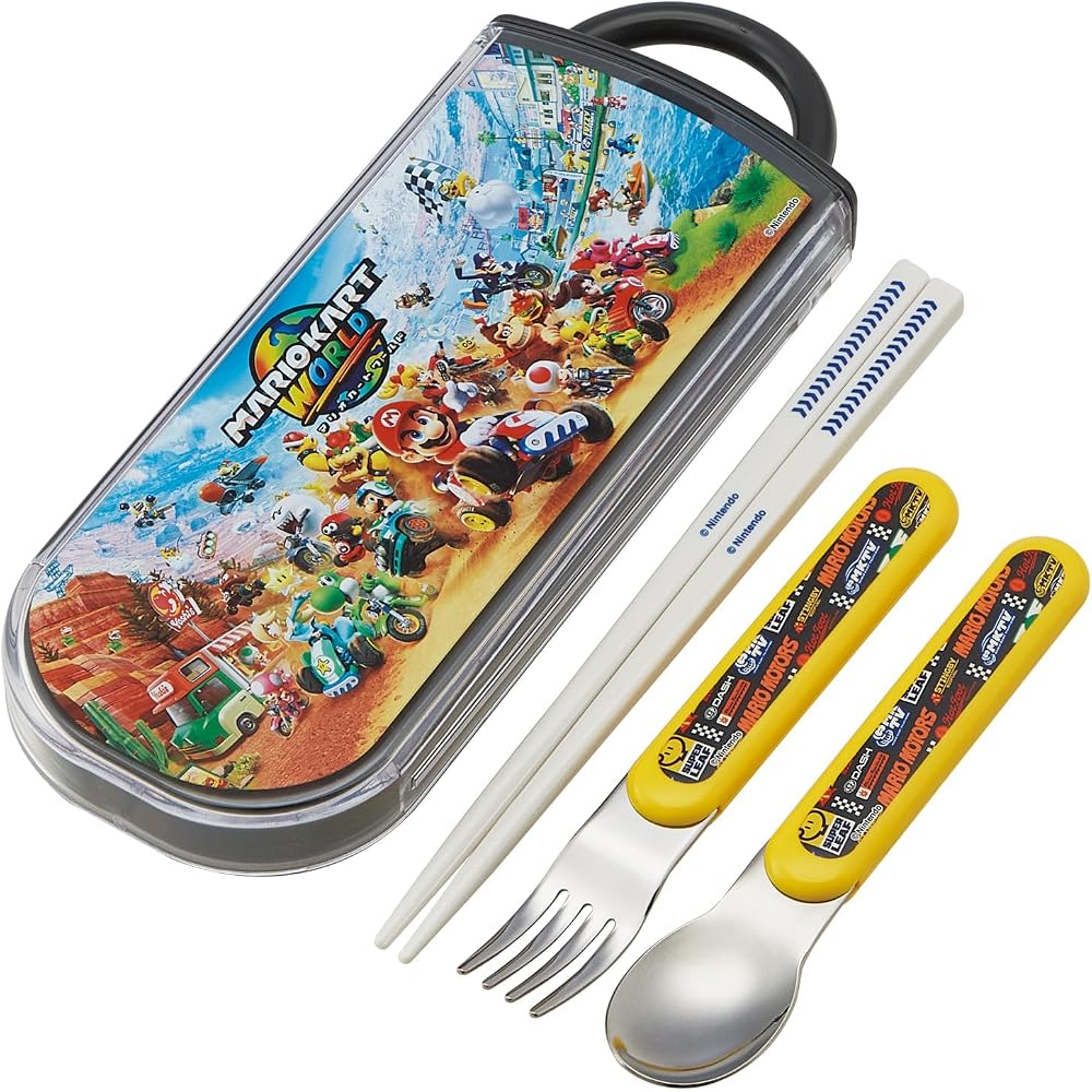 Skater (Skater) Bento Chopsticks, Kids Trio Set, Chopsticks, Spoons, Forks, 16.5cm, Super Mario M...
