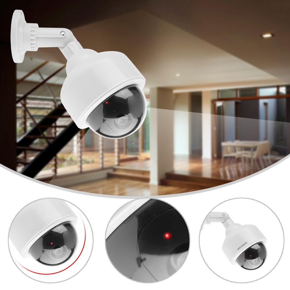 

Dummy Security Camera Dome Shape Blinking Fake Security Camera 360 degrees Rotation Camera