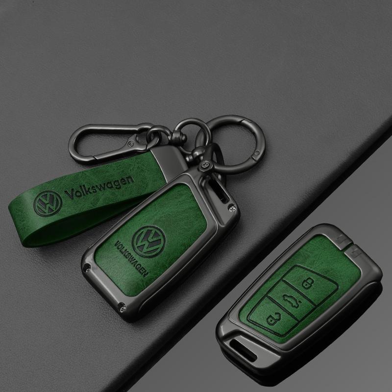 For VOLKSWAGEN VW VW Zinc Alloy Leather Car Key Case Cover For Volkswagen Tiguan MK2 Magotan Passat B8 CC Shell Fob key chain Ac