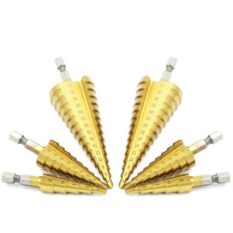 Versatile 3 Pcs 4-12/20/32mm Large Hss Steel Step Cone Drill Titanium Bit Hole Cutter Set For Various Materials