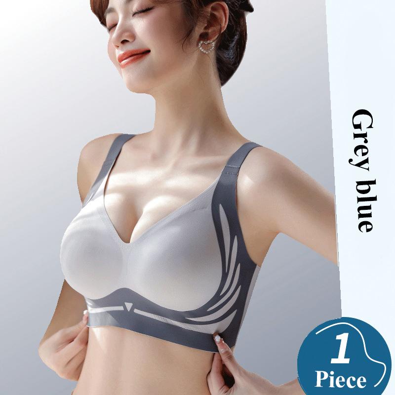 Seamless Push-up Fixed Cup Bra Women V Neck Anti-Sagging Support Bralette Sexy No Steel Comfortable Underwear Ladies Sports Bras
