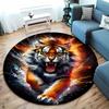 3D Tiger Head Pattern Large Round Carpet Anti Slip Polyester Fiber Office and Home Entrance Home Decoration Floor Mat Gift Rugs